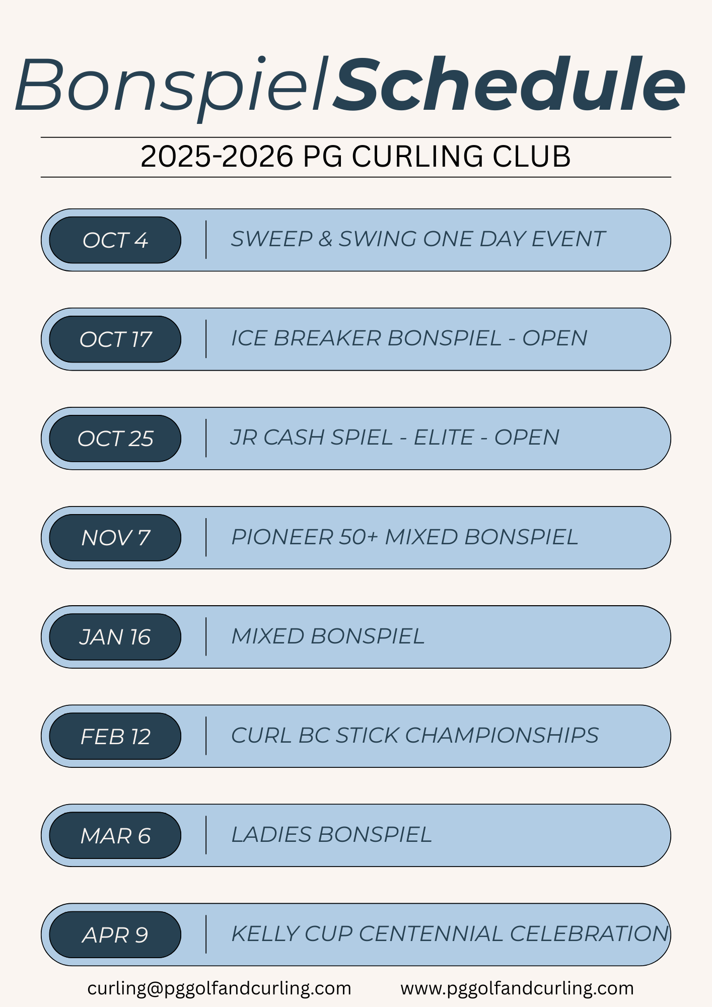2025/2026 Bonspiel Schedule